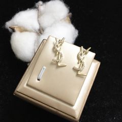  Bông Tai YSL Màu Vàng Pha Lê Trắng (AD) 