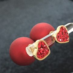  Bông Tai Dior Màu Vàng Pha Lê Đỏ (AD) - Có 3 Kiểu Đeo 