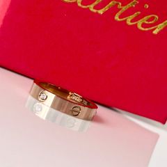  Nhẫn Nam, Nữ Titan Cao Cấp - Cartier Màu Vàng Hồng Pha Lê (AD) 