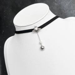  Vòng Cổ Choker Gucci Con Ong Ngọc Trai & Pha Lê Trắng Đen 