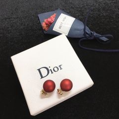  Bông Tai Dior Màu Vàng Pha Lê Đỏ (AD) - Có 3 Kiểu Đeo 