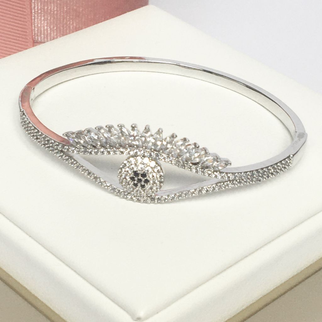  Vòng Tay Con Mắt Pha Lê Trắng Đen (AB) 