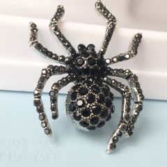  Cài Áo Nam - Con Nhện Màu Trắng Pha Lê Đen (AJ) 