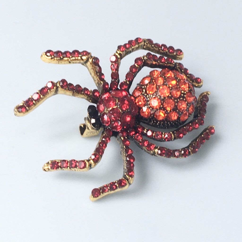  Cài Áo Nam - Con Nhện Màu Vàng Pha Lê Đỏ (AL) 