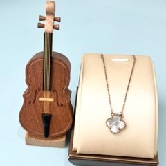  Dây Chuyền Titan Cao Cấp - Cỏ 4 Lá May Mắn Vỏ Trai Thiên Nhiên & Pha Lê Trắng 