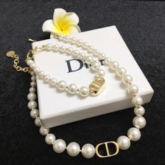  Bộ Trang Sức Dior Vàng - Vòng cổ Choker, Vòng Tay & Bông Tai Ngọc Trai, Pha Lê 2 Kiểu Đeo Quý Phái (AC) 