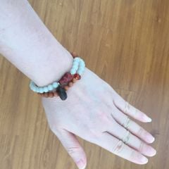  Vòng Đá Phong Thuỷ Cao Cấp - 2 Vòng Hồ Lô Gỗ Đàn Hương & Đá Ngọc Bích Xanh Lá Tự Nhiên 