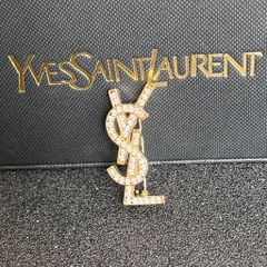 Cài Áo Nam, Nữ - YSL Màu Vàng Pha Lê Trắng (AM) 