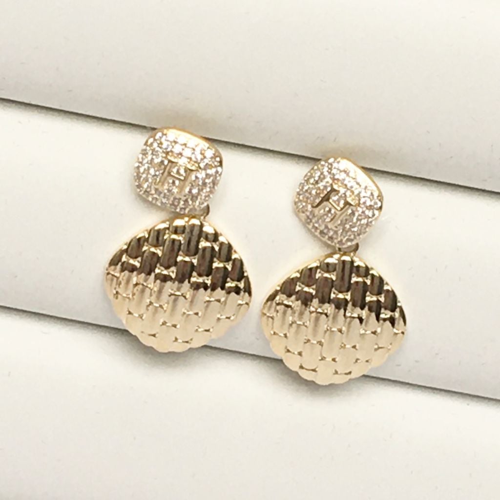  Bông Tai Hermes Màu Vàng Pha Lê Trắng Sang Trọng (AO) 