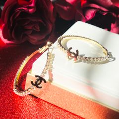  Bông Tai Chanel Khoen Tròn Màu Vàng 43mm Pha Lê Trắng (BQ) 