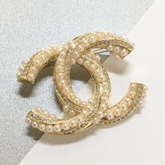  Cài Áo Nam, Nữ - Chanel Màu Vàng Ngọc Trai & Pha Lê Trắng (AZ) 