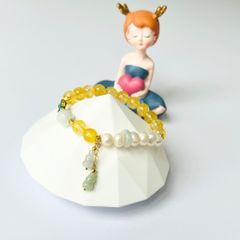  Vòng Tay Phong Thuỷ Cao Cấp - Hồ Lô Thạch Anh Tóc Vàng & Ngọc Trai Thiên Nhiên 