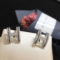  Bông Tai Hermes Màu Trắng Pha Lê (AD) 