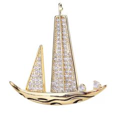  Cài Áo Nam, Nữ - Thuận Buồm Xuôi Gió Màu Vàng Pha Lê Trắng 