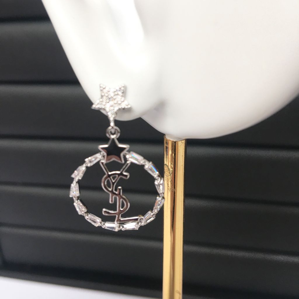  Bông Tai YSL Ngôi Sao Pha Lê Trắng (AH) 