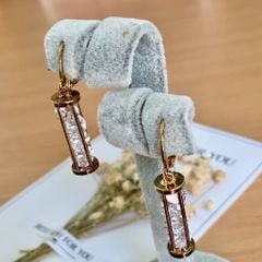  Khuyên Tai Ống Pha Lê Màu Vàng Hồng Pha Lê Trắng (AA) 