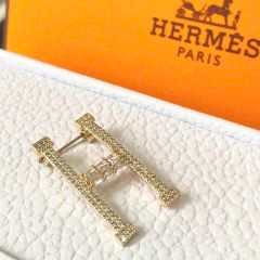  Cài Áo Nam, Nữ - Hermes Màu Vàng Pha Lê Trắng (AC) 