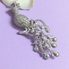  Cài Áo Con Phượng Hoàng Pha Lê Trắng Sang Trọng (AB) 