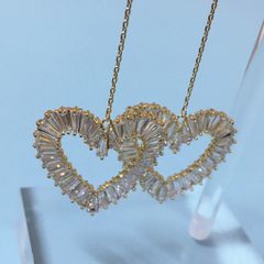  Bông Tai Tua Rua  Trái Tim Vàng Pha Lê Trắng (AM) 