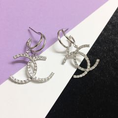  Bông Tai Chanel Màu Trắng Pha Lê (CI) 