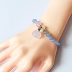  Vòng Đá Phong Thuỷ Cao Cấp - Quả Bí Đá Mã Não, Đá Aquamarine, Thạch Anh Tóc Xanh Tự Nhiên 