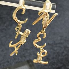  Bông Tai Chanel Bản To Màu Vàng Pha Lê Trắng (BN) 