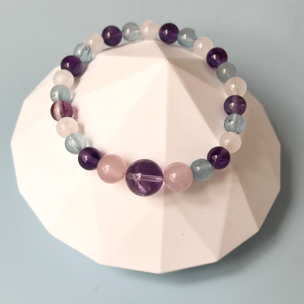  Vòng Đá Phong Thuỷ Cao Cấp - Đá Aquamarine, Đá Thạch Anh Tím, Hồng & Trắng 