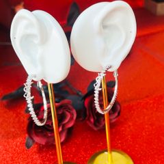  Bông Tai Khoen Tròn YSL Màu Trắng 4,3cm Pha Lê (BT) 