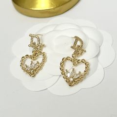  Bông Tai Dior Trái Tim Màu Vàng Pha Lê Trắng 