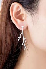  Bông Tai Nhánh Cây So Le Pha Lê Trắng ( Có 2 Kiểu Đeo ) 