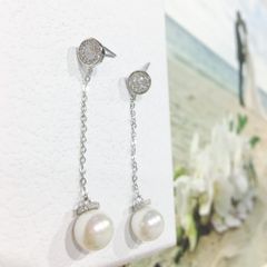  Bông Tai Bạc Cao Cấp - Ngọc Trai & Pha Lê Trắng Tinh Tế (AA) 