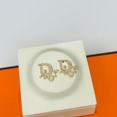  Bông Tai Dior Màu Vàng 1,5cm Pha Lê Trắng (AU) 