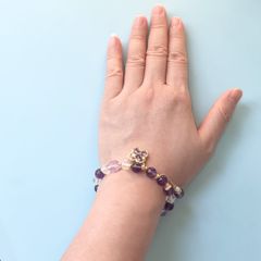  Vòng Đá Phong Thuỷ Cao Cấp - Cỏ 4 Lá May Mắn Thạch Anh Tím, Thạch Anh Trắng & Ngọc Trai Tự Nhiên 