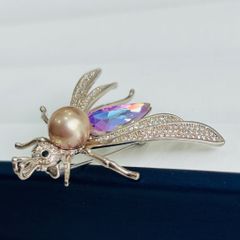  Cài Áo Nam, Nữ - Con Ong Gucci Pha Lê Tím Xà Cừ Xanh & Ngọc Trai 