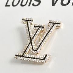  Cài Áo Nam, Nữ - LV Màu Vàng Pha Lê Trắng (AE) 