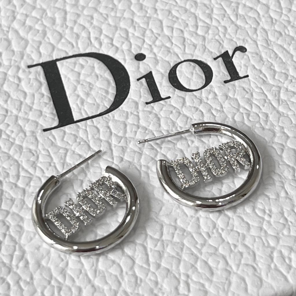  Bông Tai Dior Màu Trắng Pha Lê (AO) 