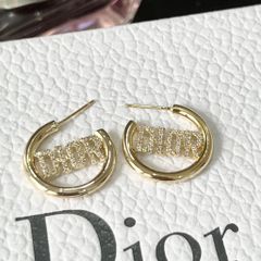  Bông Tai Dior Màu Vàng Pha Lê Trắng (AP) 