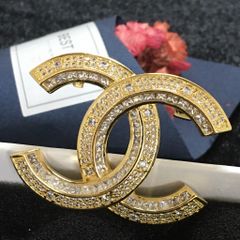  Cài Áo Nam, Nữ - Chanel Màu Vàng Pha Lê Trắng (BD) 