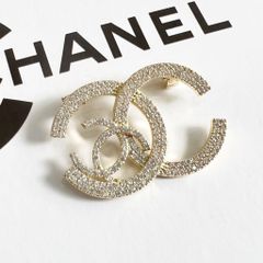  Cài Áo Nam, Nữ - Chanel Màu Vàng Pha Lê Trắng (DC) 