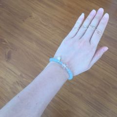  Vòng Đá Phong Thuỷ Cao Cấp - Hoa Mai Đá Thạch Anh Trắng, Ngọc Trai Nước Ngọt & Đá Aquamarine Tự Nhiên 