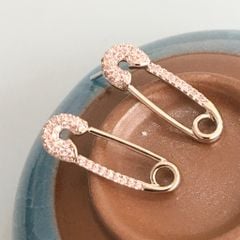  Bông Tai Cây Kim Tâm Pha Lê Hồng (AG) 