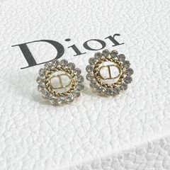  Bông Tai Dior Màu Vàng Pha Lê Trắng (AP) 