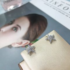  Bông Tai Bạc Cao Cấp - Ngôi Sao Pha Lê (AD) 