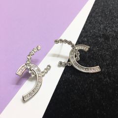  Bông Tai Chanel Bản To Màu Trắng Pha Lê (BQ) 