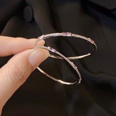  Bông Tai Khoen Tròn Màu Trắng Pha Lê Hồng & Trắng 