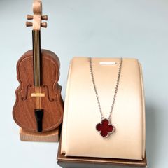  Bộ Trang Sức Cỏ 4 Lá May Mắn - Dây Chuyền, Vòng Tay & Bông Tai Màu Đỏ Pha Lê Trắng (AJ) 