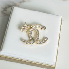  Cài Áo Nam, Nữ - Chanel & Ngôi Sao Màu Vàng Pha Lê Trắng (DB) 