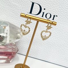  Bông Tai Dior Trái Tim Màu Vàng Pha Lê Trắng 