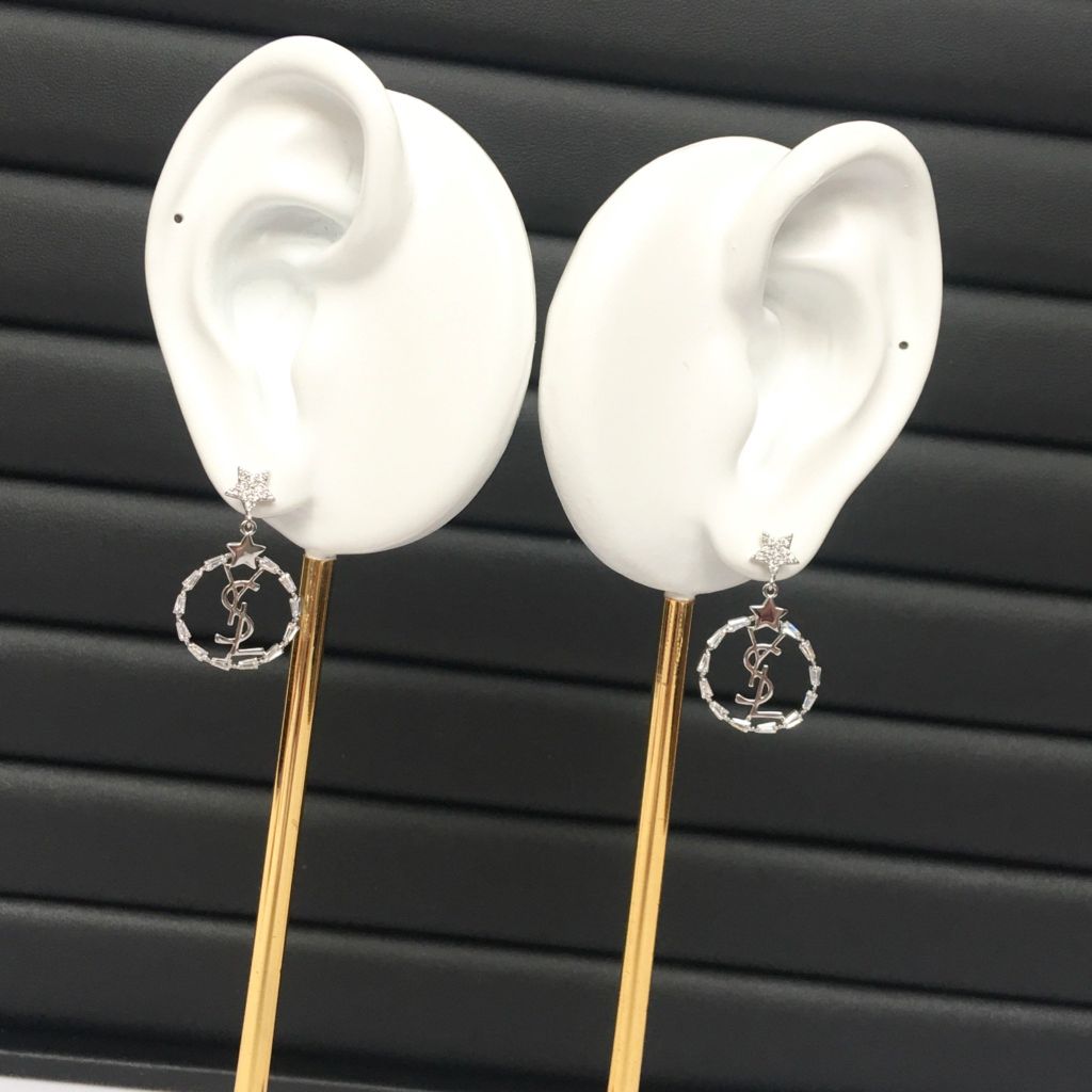  Bông Tai YSL Ngôi Sao Pha Lê Trắng (AH) 