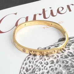  Vòng Tay Nam, Nữ TiTan Cao Cấp - Cartier Màu Vàng Pha Lê Trắng (AI) 